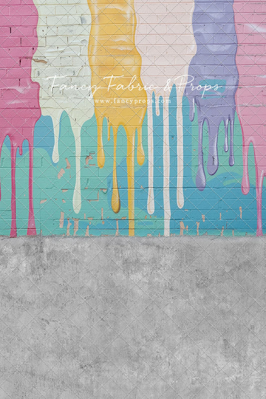 Pastel Paint Drip Wall - Concrete Floor Option - With Sweep Option
