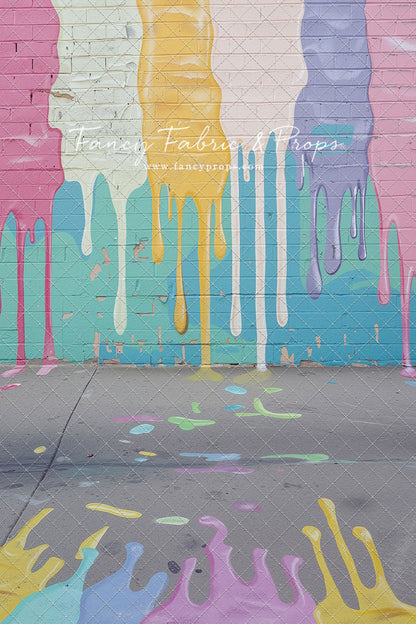Pastel Paint Drip Wall - Painted Floor Option - With Sweep Option