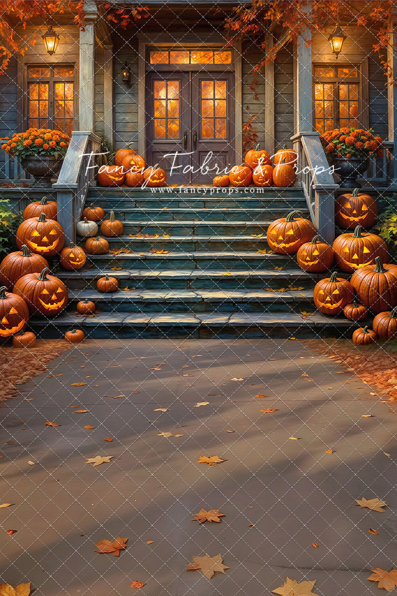 Pumpkin-Lit Porch  - With Sweep Option