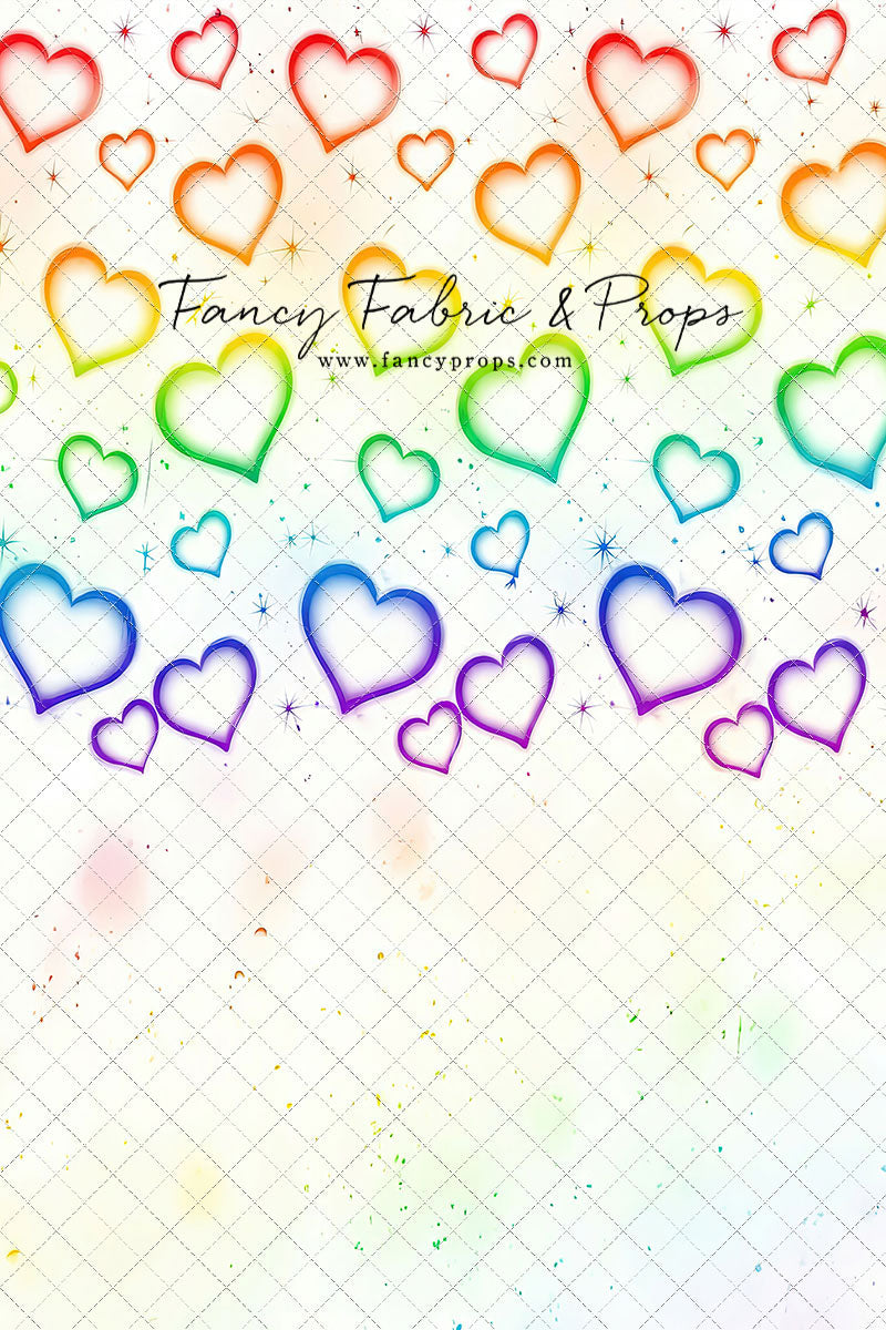 Rainbow Puffy Hearts - With Sweep Option