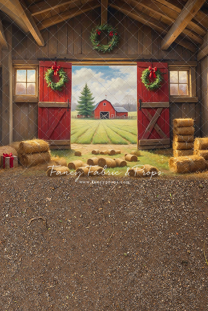 Red Barn Yuletide - Dirt Floor - with Sweep Option