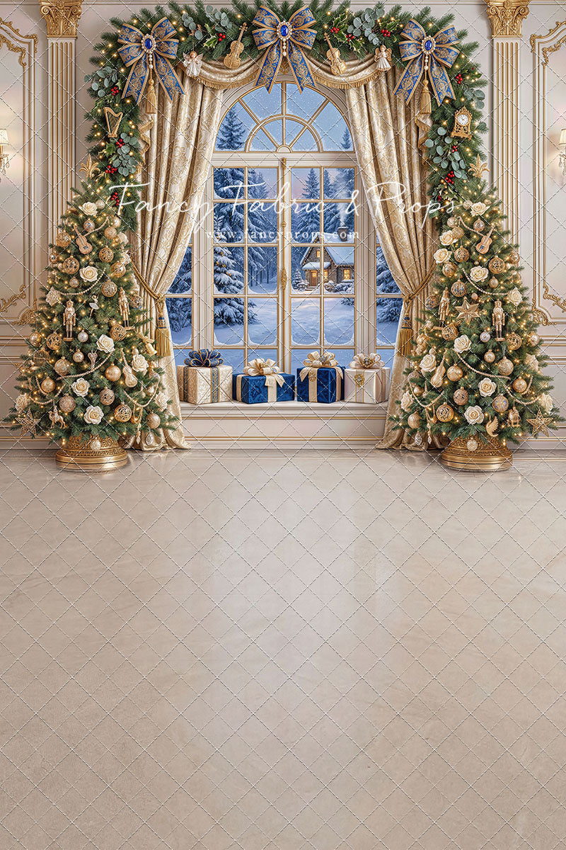 Sapphire & Gold Holiday Window - with Sweep Option