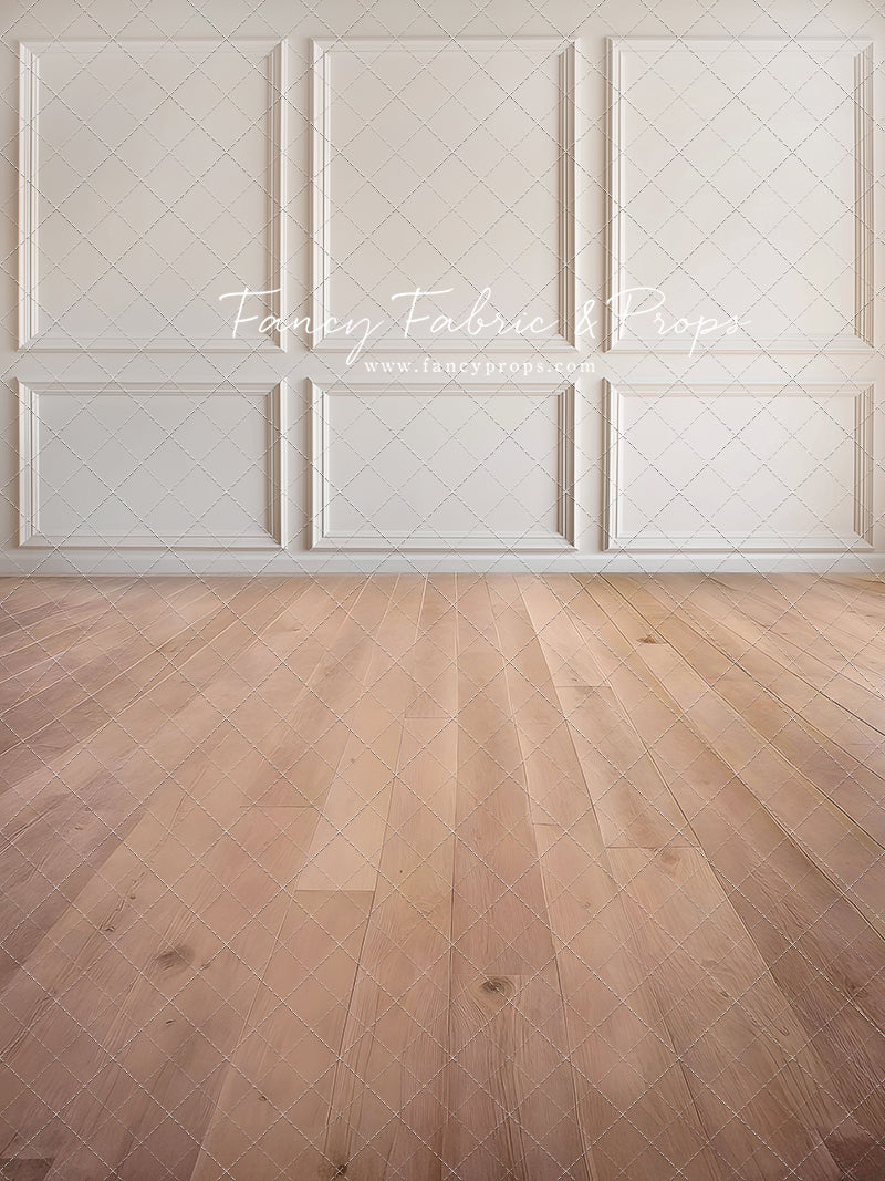 Simple Ivory Panel Wall - With Light Pine Floor Sweep Option