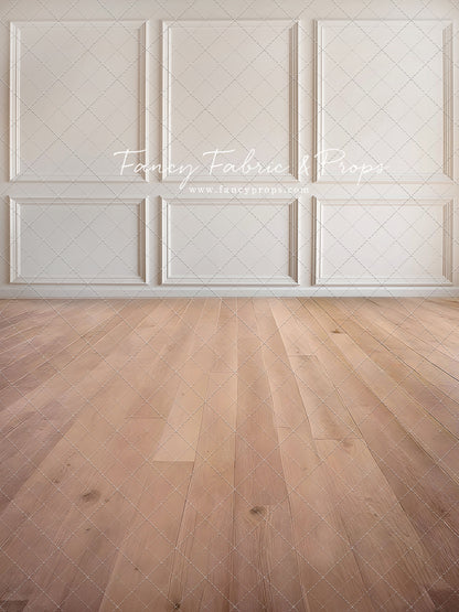 Simple Ivory Panel Wall - With Light Pine Floor Sweep Option