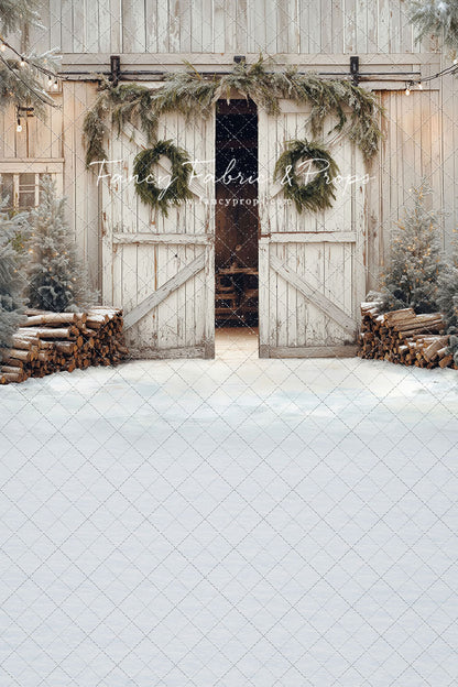 Snowy Evergreen Barn - with Sweep Option
