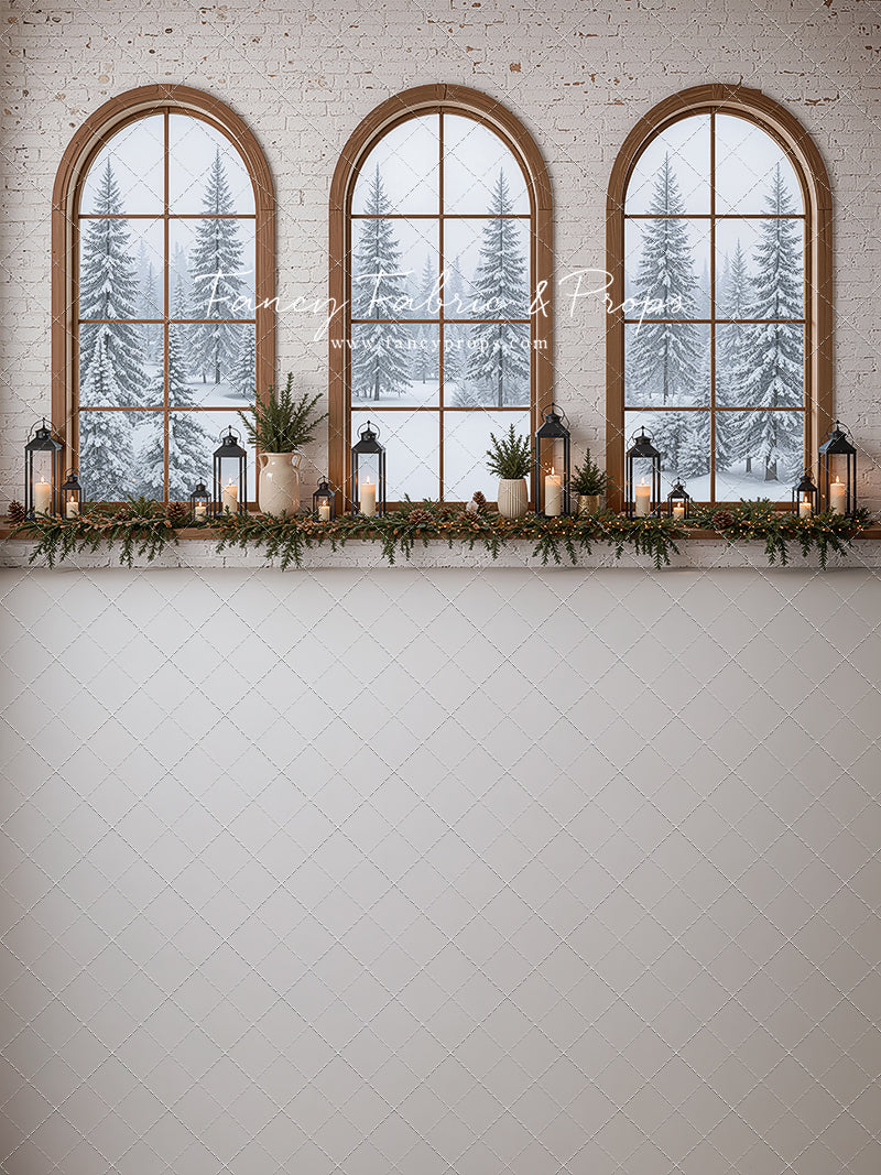 Winter Rustic Window Trio - with Sweep Option