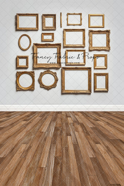 White Frame Wall - Wood Floor - With Sweep Option
