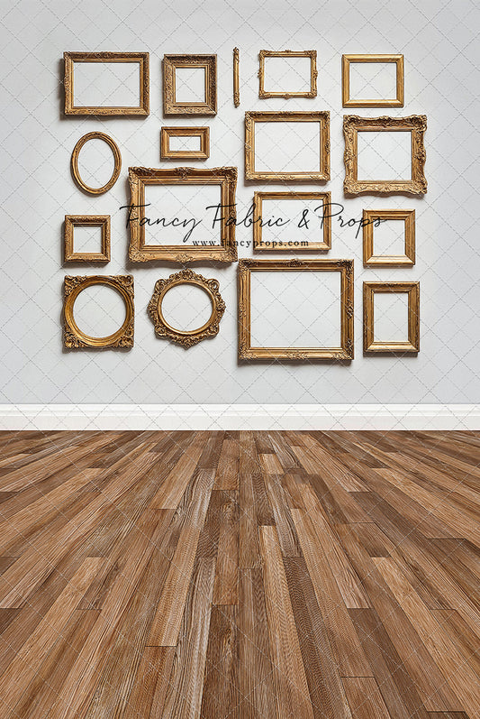White Frame Wall - Wood Floor - With Sweep Option