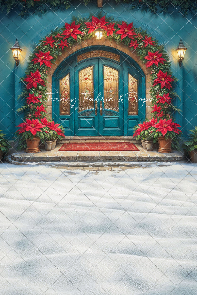 Cheerful Poinsettia Entryway - With Sweep Option