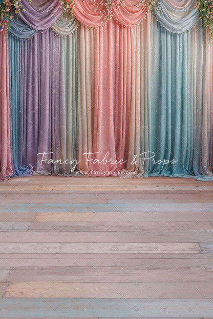 Pastel Curtains  - Wood Floor - With Sweep Option