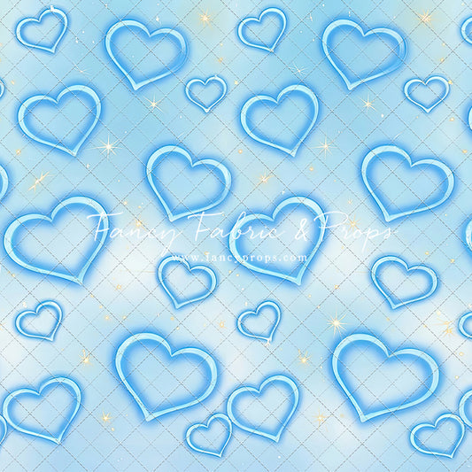 Blue Puffy Hearts - With Sweep Option