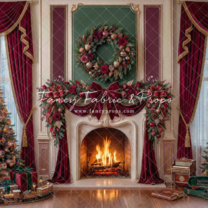 Burgundy Christmas Manor - with Sweep Option