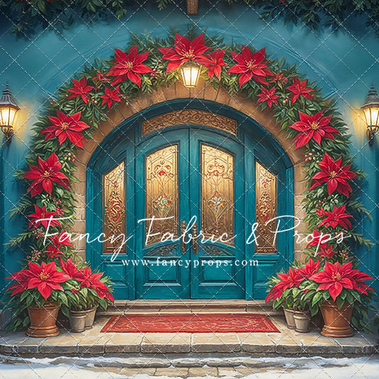 Cheerful Poinsettia Entryway - With Sweep Option