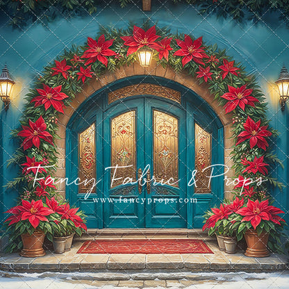 Cheerful Poinsettia Entryway - With Sweep Option