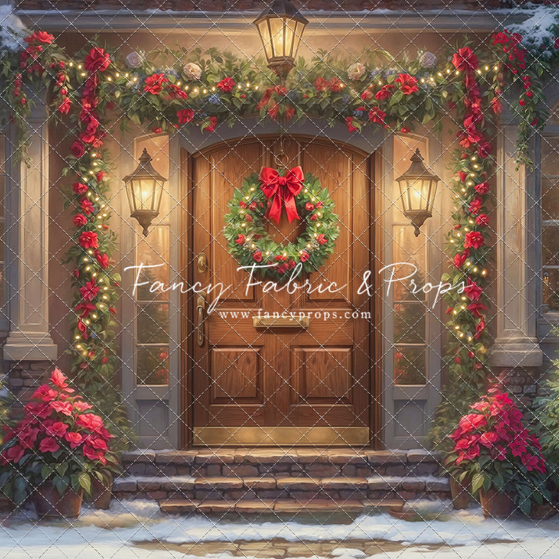 Merry Holiday Entry - Brown Door - With Sweep Option