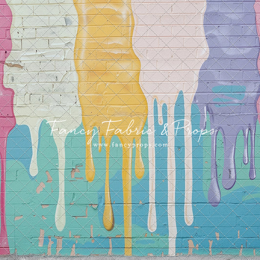 Pastel Paint Drip Wall - Concrete Floor Option - With Sweep Option