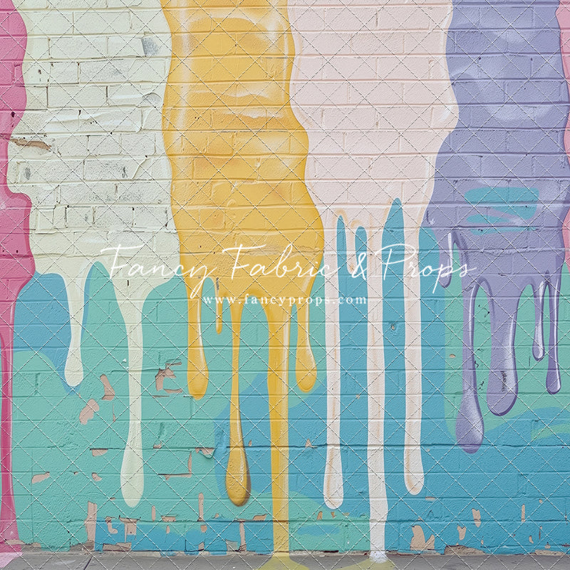 Pastel Paint Drip Wall - Painted Floor Option - With Sweep Option