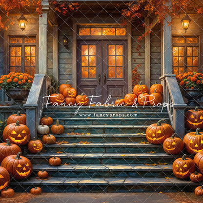 Pumpkin-Lit Porch  - With Sweep Option