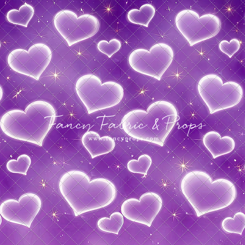 Purple Puffy Hearts - With Sweep Option