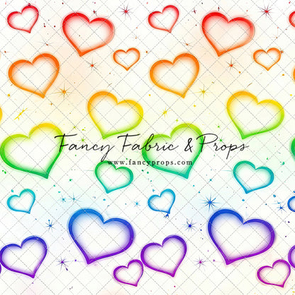 Rainbow Puffy Hearts - With Sweep Option
