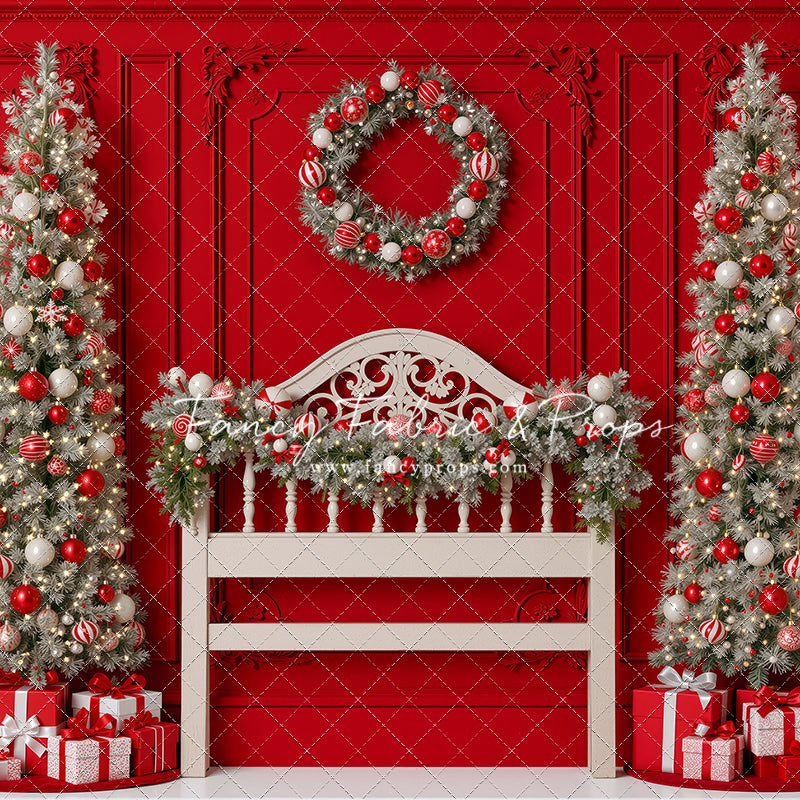 Red Wainscoting Headboard