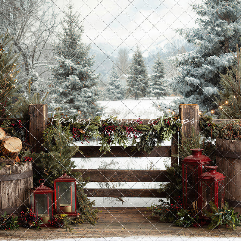 Rustic Wintertime Fence - with Sweep Option