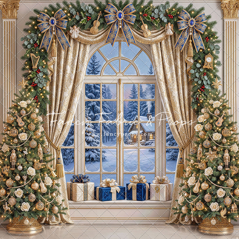 Sapphire & Gold Holiday Window - with Sweep Option