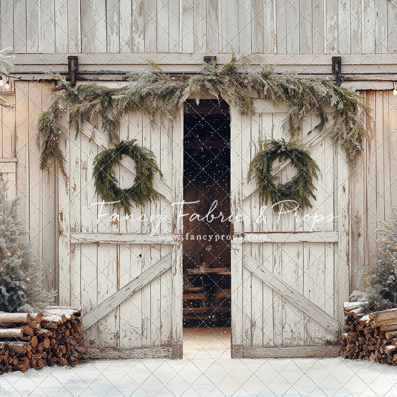 Snowy Evergreen Barn - with Sweep Option