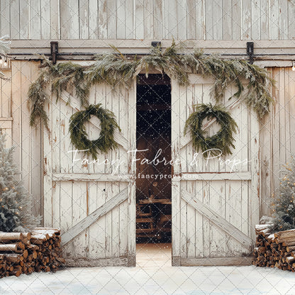 Snowy Evergreen Barn - with Sweep Option