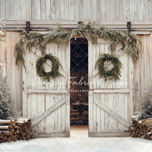 Snowy Evergreen Barn - with Sweep Option