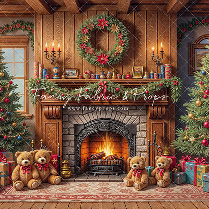 Teddy's Fireside Christmas - with Sweep Option