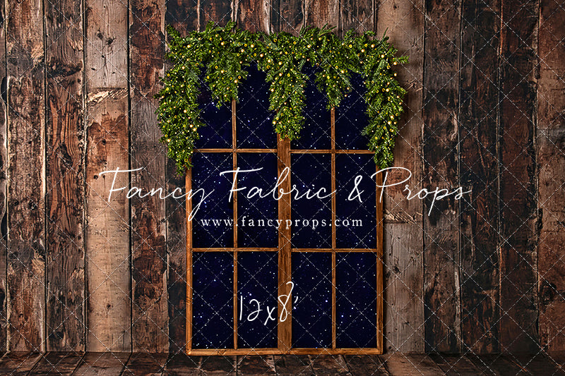 Rustic Winter Garland Window