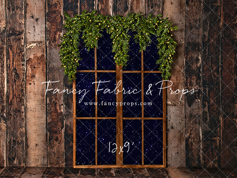 Rustic Winter Garland Window