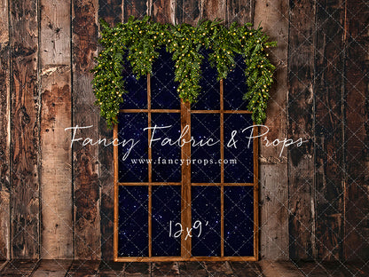 Rustic Winter Garland Window