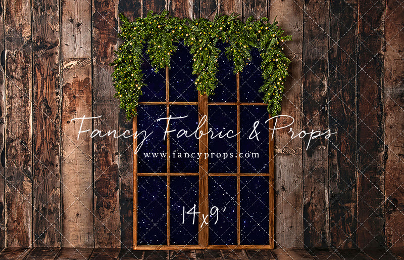 Rustic Winter Garland Window