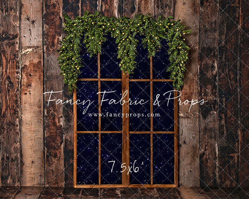 Rustic Winter Garland Window