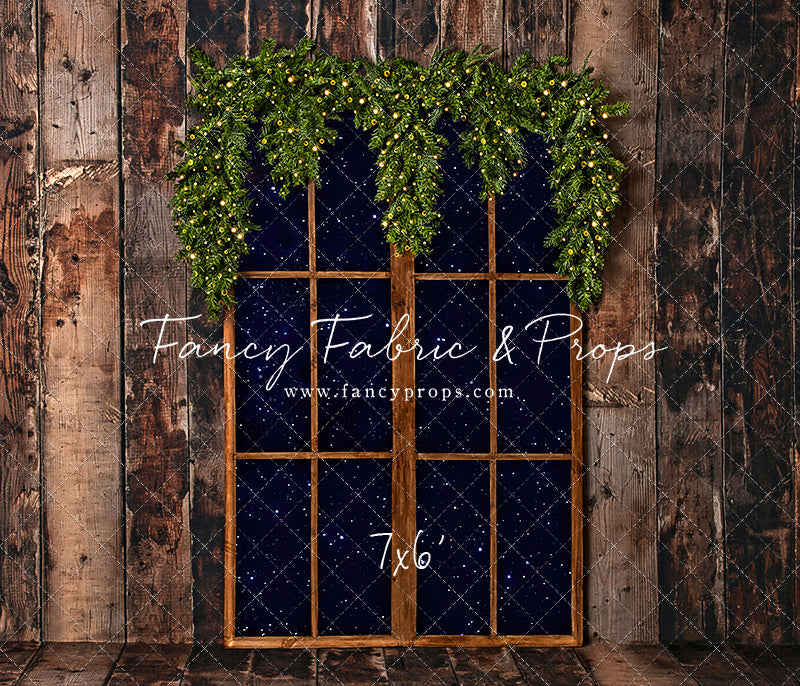 Rustic Winter Garland Window