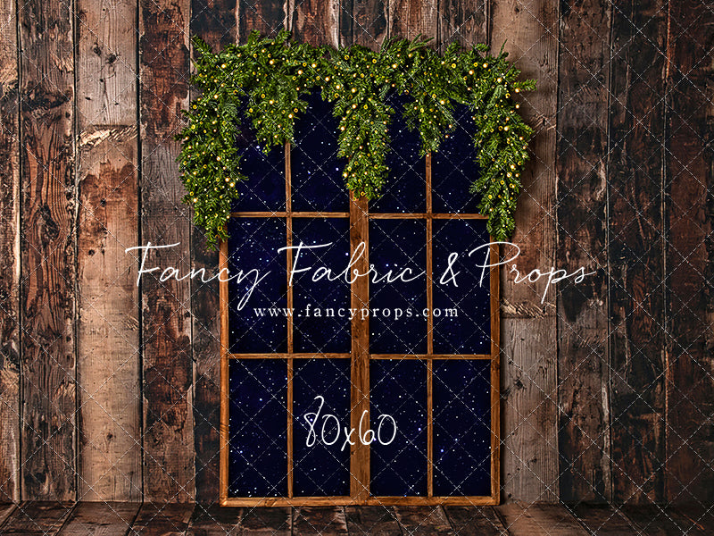 Rustic Winter Garland Window