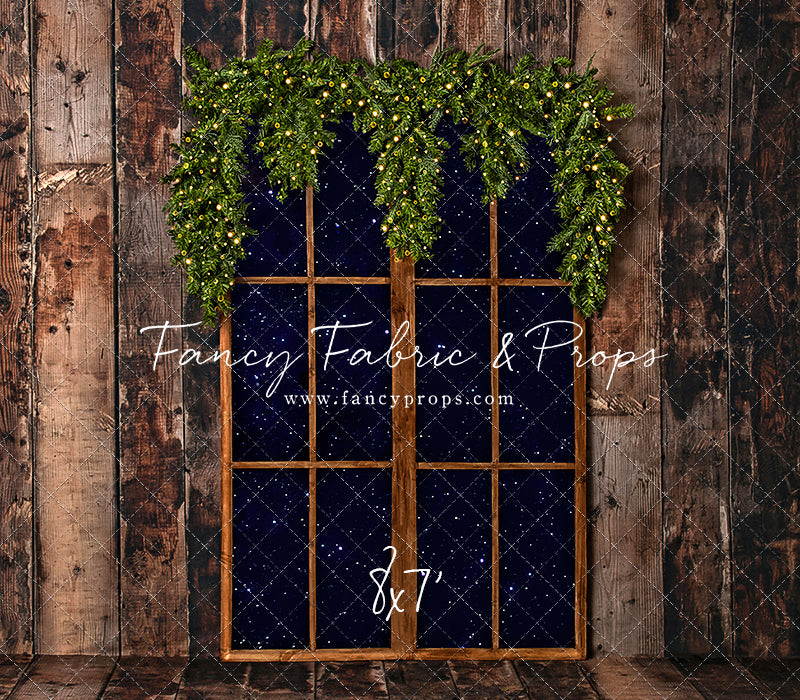 Rustic Winter Garland Window