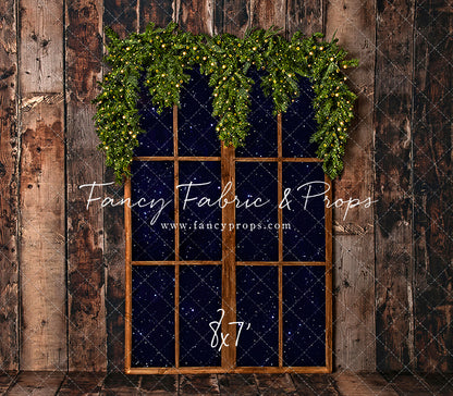 Rustic Winter Garland Window