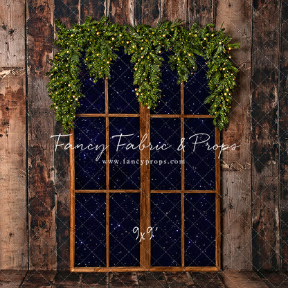 Rustic Winter Garland Window