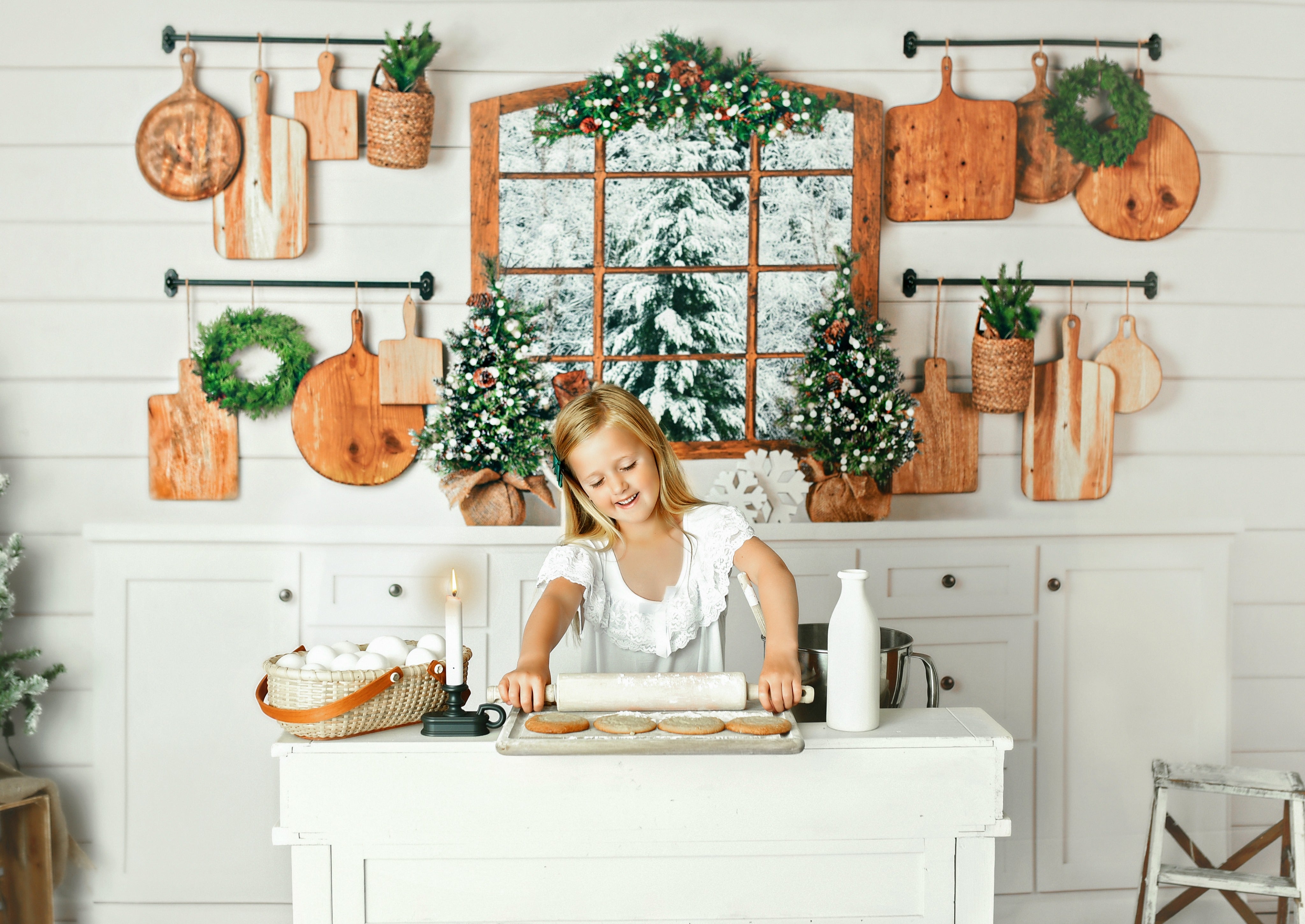 Rustic Snowy Kitchen – Fancy Fabric & Props