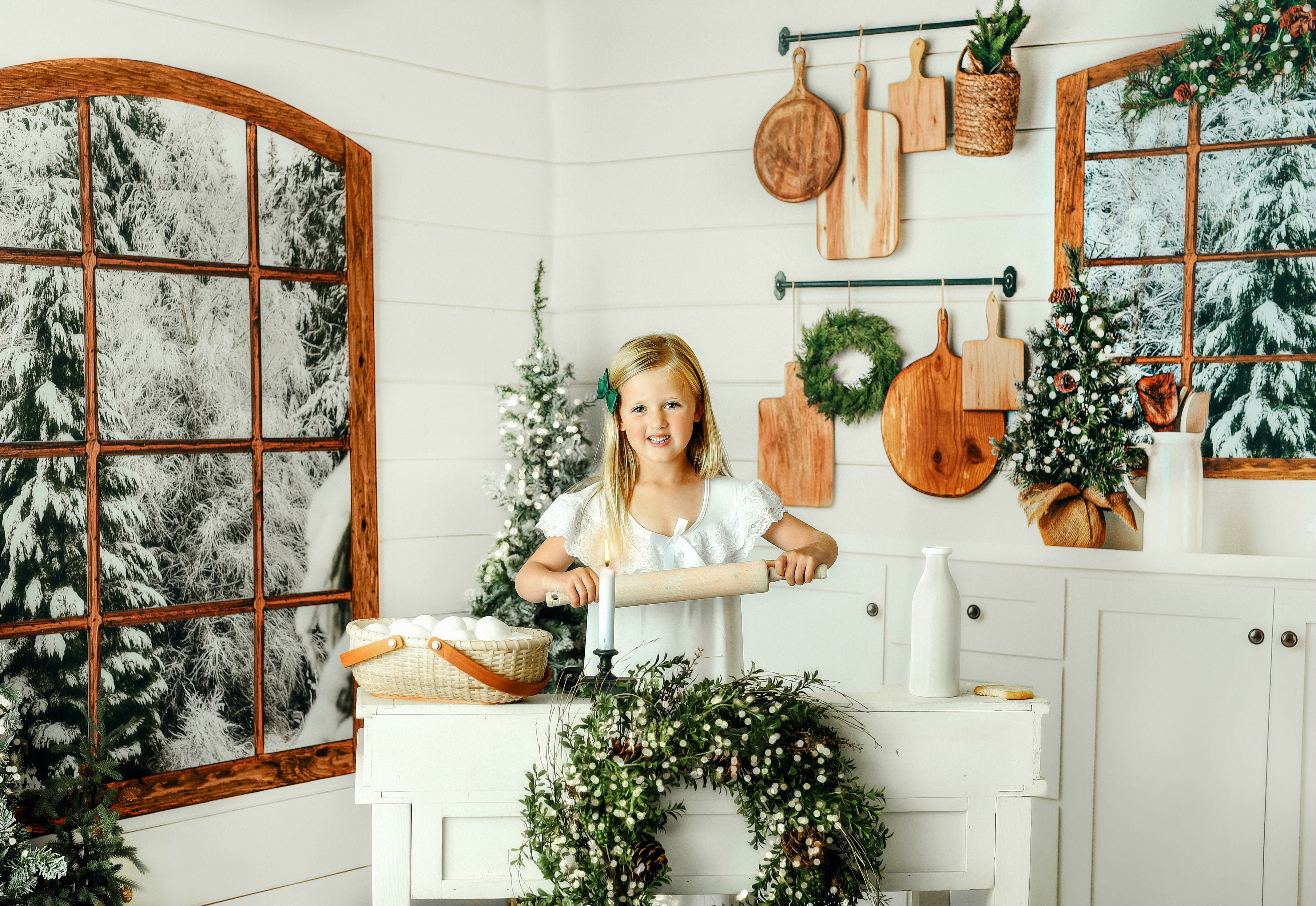 Rustic Snowy Kitchen Room – Fancy Fabric & Props