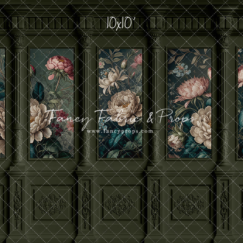 Moody Olive Wainscoting Wall - With Sweep Option