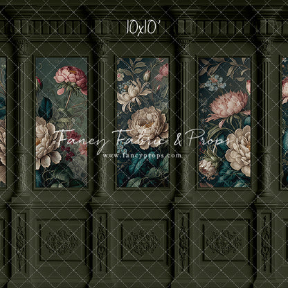 Moody Olive Wainscoting Wall - With Sweep Option