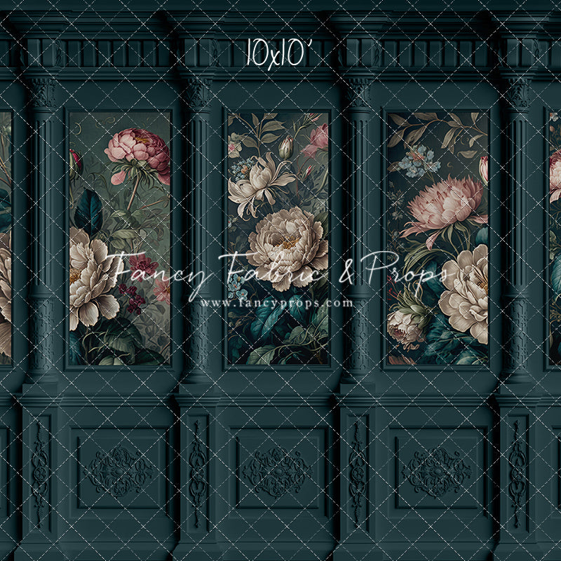 Moody Teal Wainscoting Wall - With Sweep Option