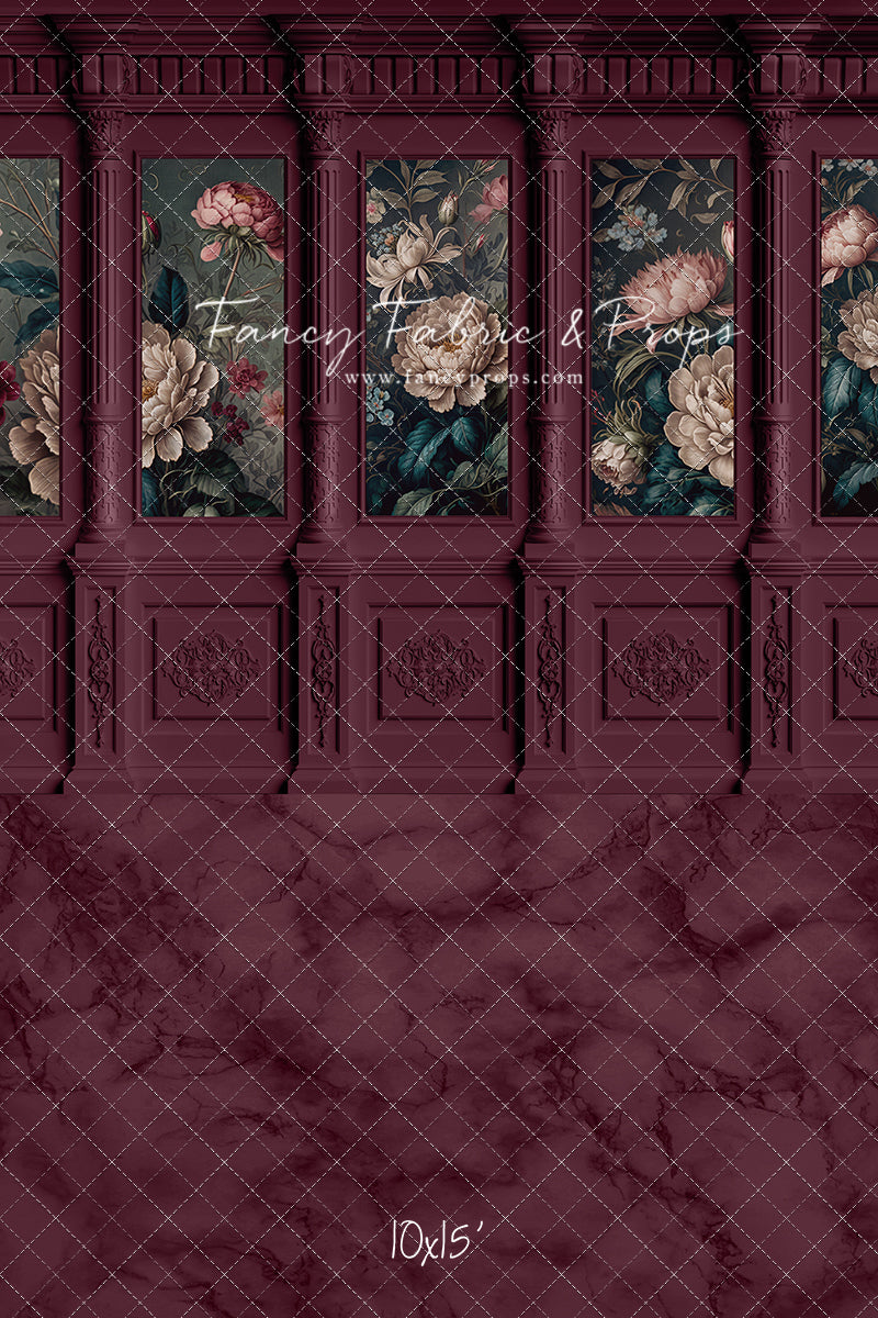 Moody Magenta Wainscoting Wall - With Sweep Option