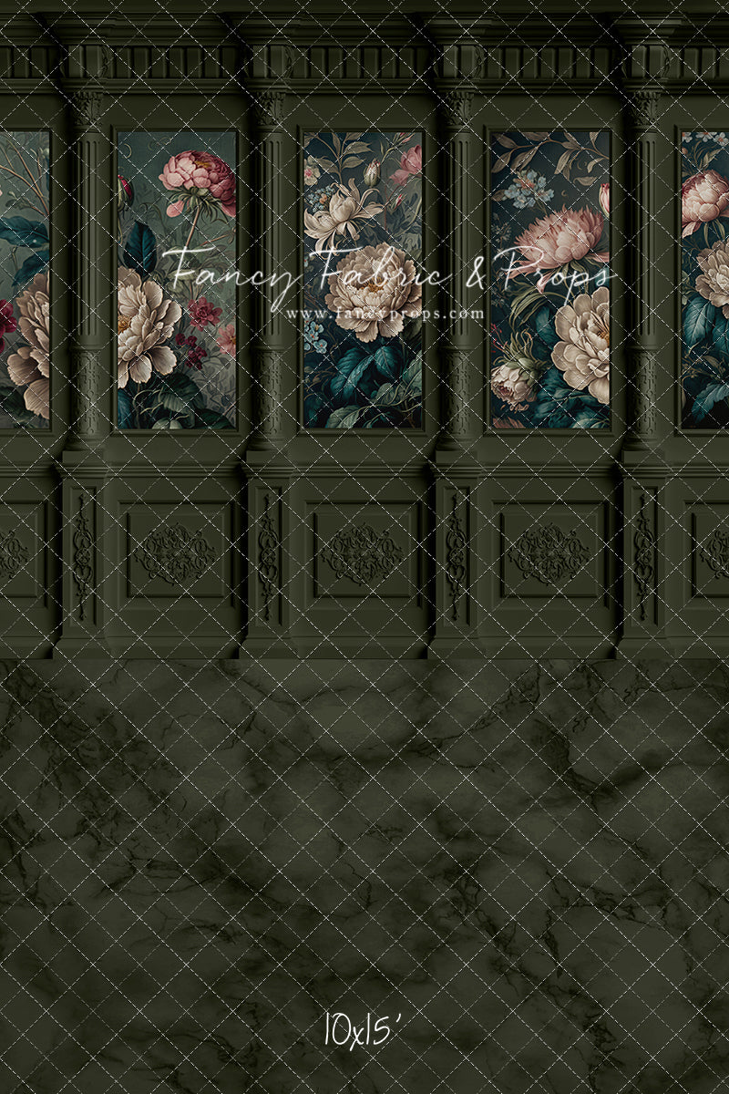 Moody Olive Wainscoting Wall - With Sweep Option