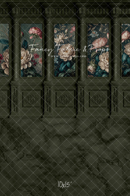 Moody Olive Wainscoting Wall - With Sweep Option