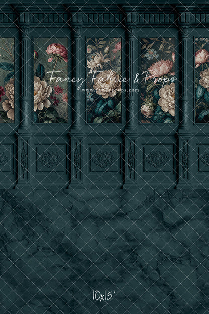 Moody Teal Wainscoting Wall - With Sweep Option